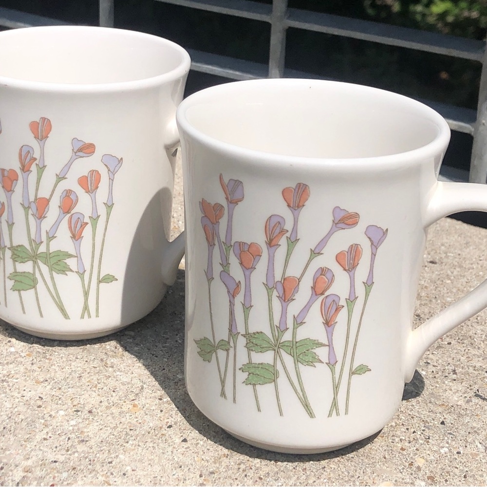 Vintage 60s 70s Syralite Deep Meadow Syracuse China Canada & US Backstamped Mugs